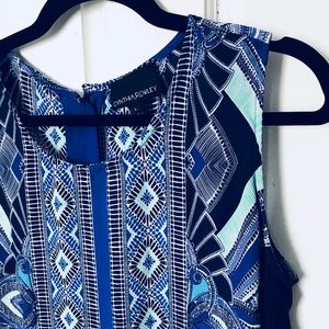 Blue Cynthia Rowley Printed Button Back Blouse